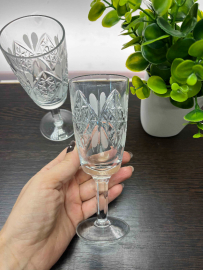 Пара хрустальных бокалов, алмазная грань, ручная работа. Винтаж, СССР. Цена за 2шт. Картинка 2